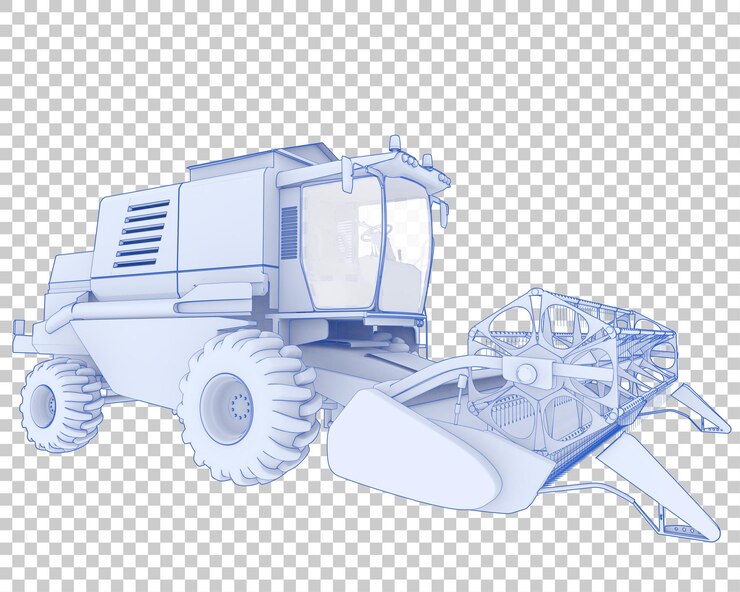 PSD cosechadora en la ilustración de renderizado 3d de fondo transparente