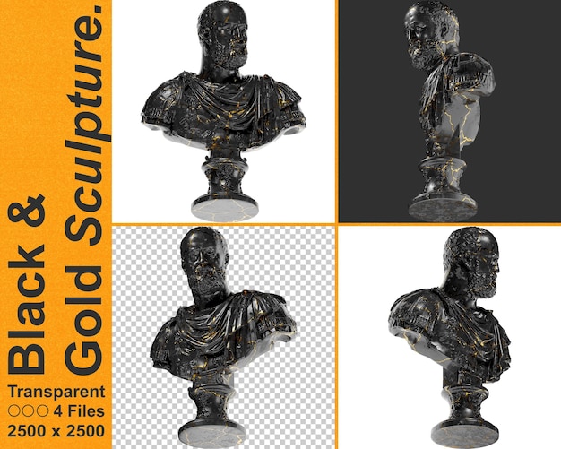 PSD cosimo i de medici mármol negro brillante y estatua dorada perfecto para diseño gráfico en redes sociales