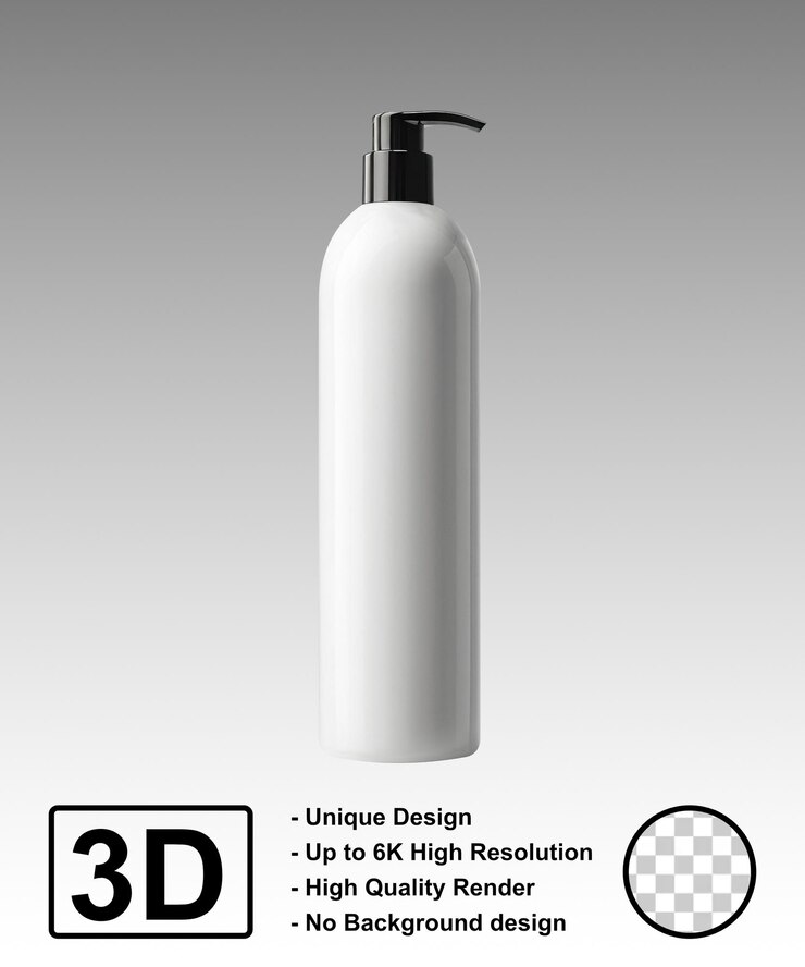 PSD cosmetic bottle white color shampoo logo mockup