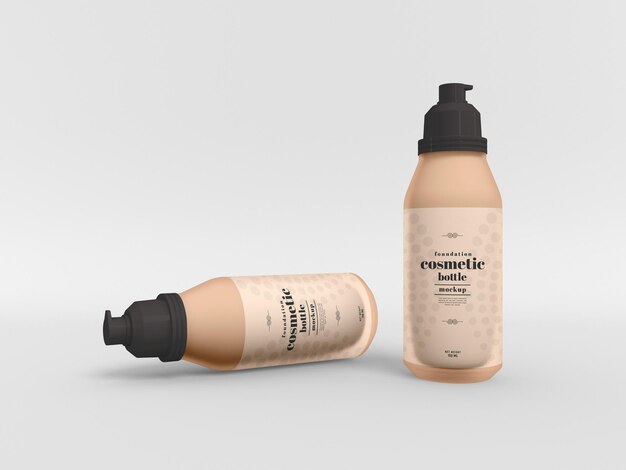 Cosmetic foundation pump bottle maquete