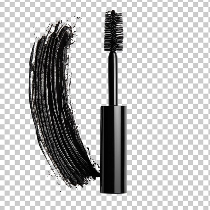 PSD cosmético de máscara negra sobre fondo blanco