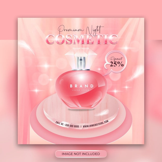 Cosméticos, productos de belleza, redes sociales, diseño de banner de publicación de Facebook e Instagram PSD Premium