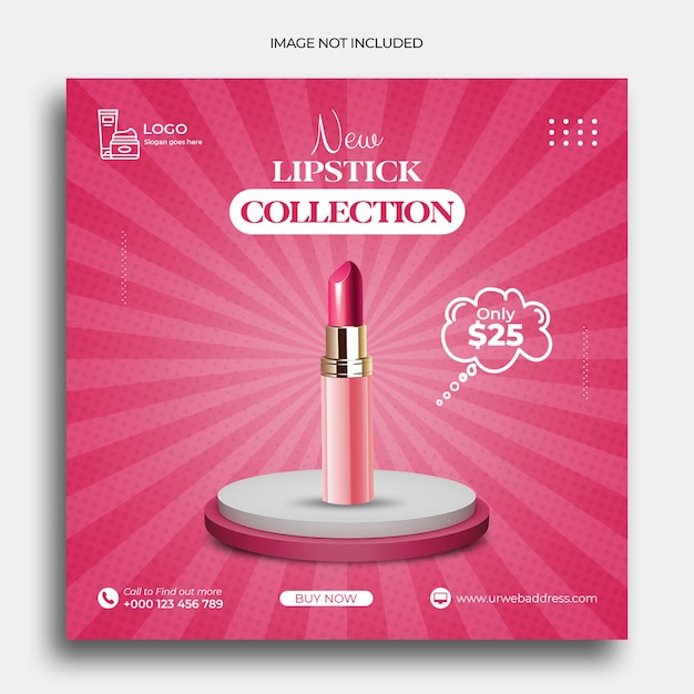 PSD cosméticos productos de belleza venta publicación en redes sociales plantilla de banner de publicación de instagram