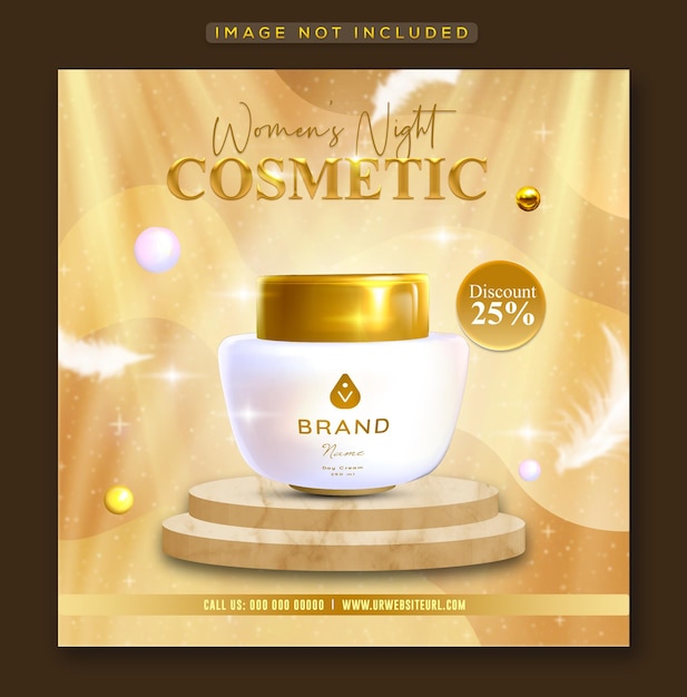 Cosméticos produtos de beleza mídia social Facebook e Instagram postam design de banner PSD Premium