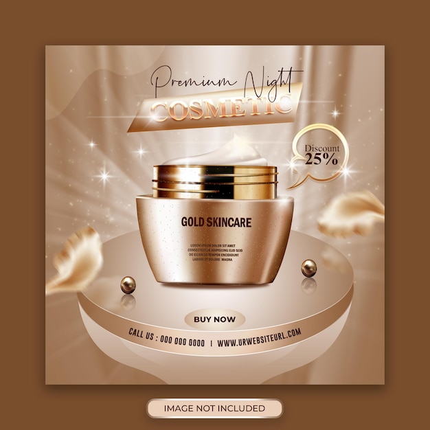 Cosméticos produtos de beleza mídia social Facebook e Instagram postam design de banner PSD Premium