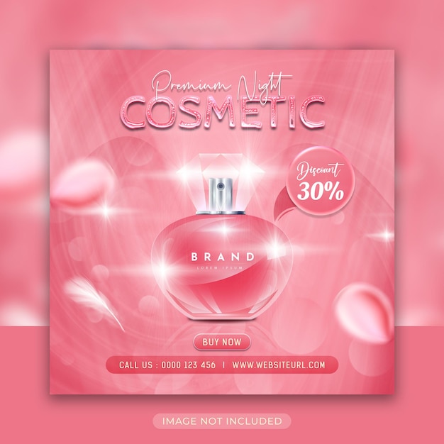 Cosmétiques Produits De Beauté Médias Sociaux Conception De Bannière De Publication Facebook Et Instagram PSD Premium