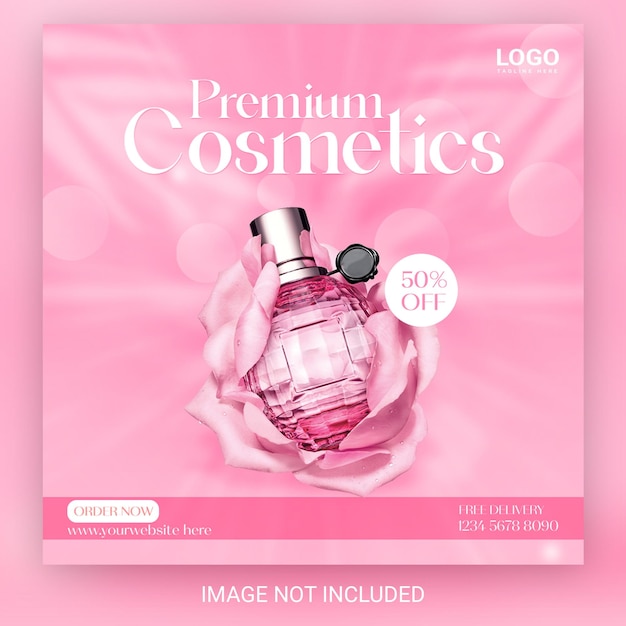 Cosmétiques produits de beauté Promotion médias sociaux Instagram et facebook carré post bannière design
