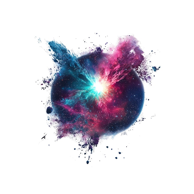 PSD cosmic explosion with colorful nebulae and stars