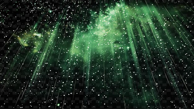 PSD cosmic gleaming rain with celestial droplets and green galac png neon light effect y2k collection