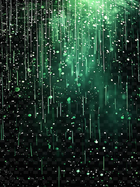 PSD cosmic gleaming rain with celestial droplets and green galac png neon light effect y2k collection