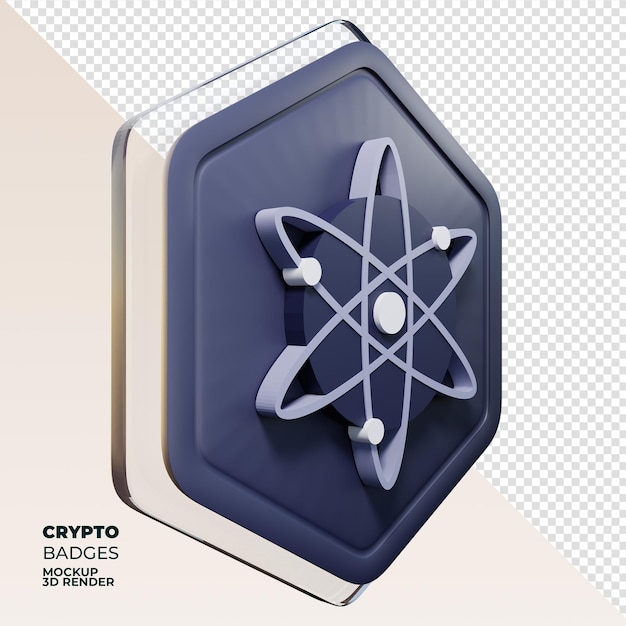 Cosmos ATOM Insignia Vista izquierda Moneda de renderizado 3D