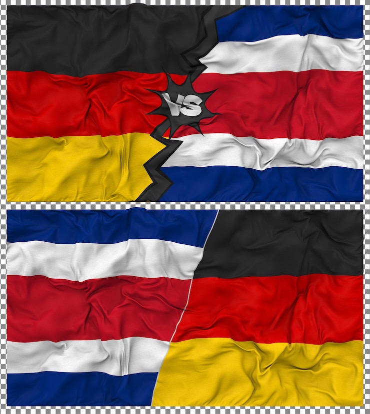 PSD costa rica contra alemania media bandera combinada con textura en 3d