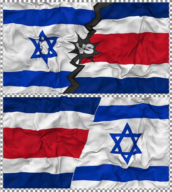 Costa Rica contra Israel Media bandera combinada con textura en 3D