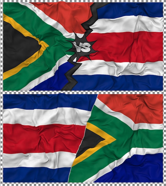 Costa Rica contre l'Afrique du Sud Half Combined Flag Cloth Bump Texture Rendering 3D