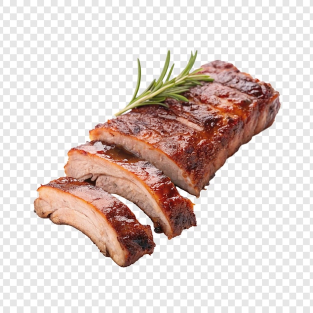Costelas de porco de churrasco isoladas em fundo transparente