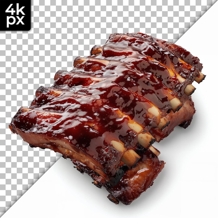 PSD costillas de barbacoa en el fondo transparente de la parrilla