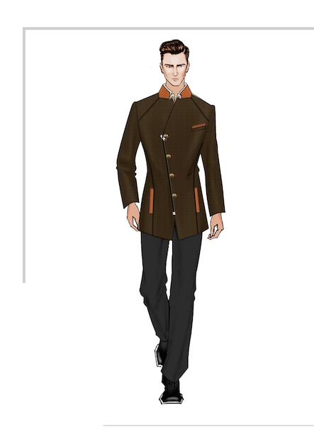 PSD costume d'homme de mode tissu uniforme style design de personnage