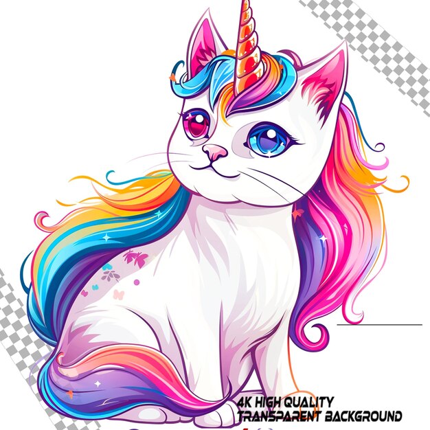 PSD costume de licorne pour chat seul clipart arrière-plan blanc sur fond transparent