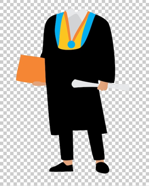 PSD costume noir costume de graduation illustration couleur jaune bleu