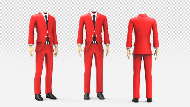 PSD costumes d'hommes 3d sur fond transparent