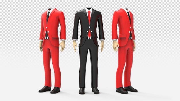 PSD costumes d'hommes 3d sur fond transparent