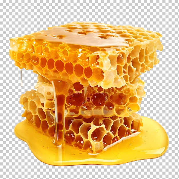 PSD coto de mel fresco com mel derretido isolado sobre um fundo transparente
