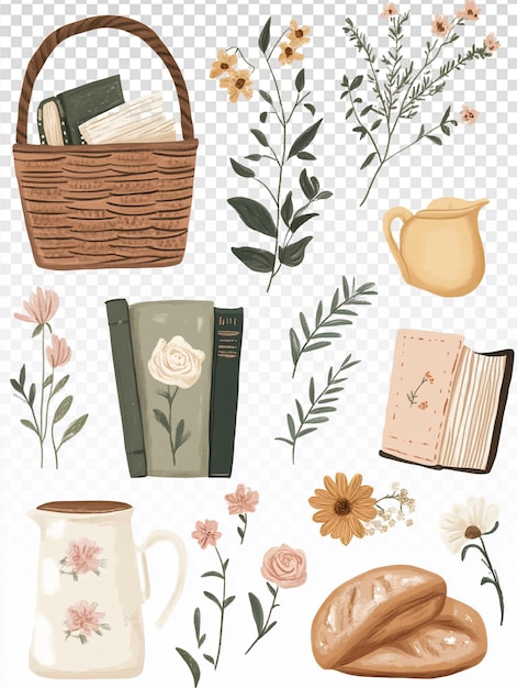 Cottagecore Clipart Collection Whimsical Vintage Aesthetic Elements