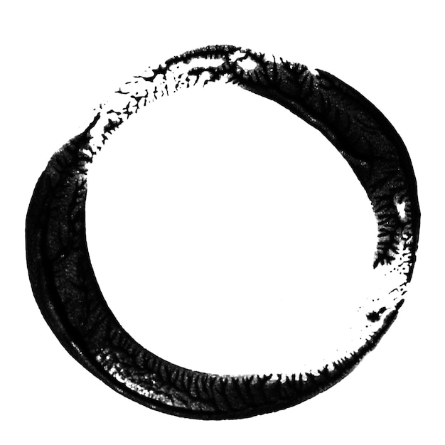 Une couche ronde de peinture noire sur un fond vide