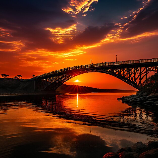 PSD un coucher de soleil sur le célèbre pont