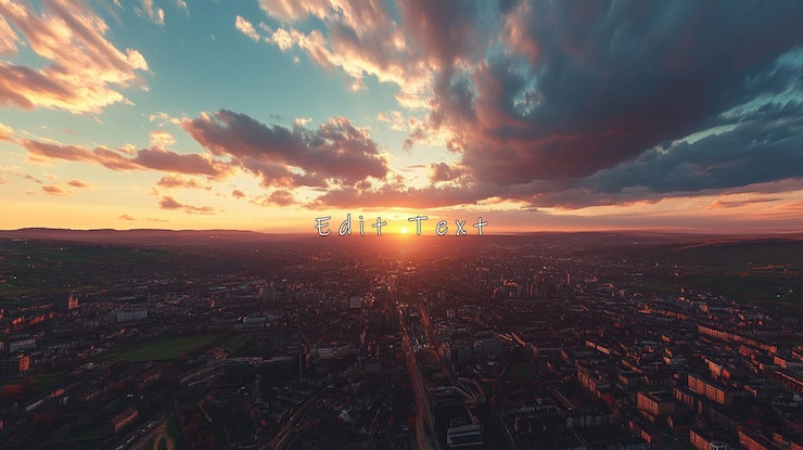 PSD un coucher de soleil spectaculaire sur l'horizon étendu de la ville