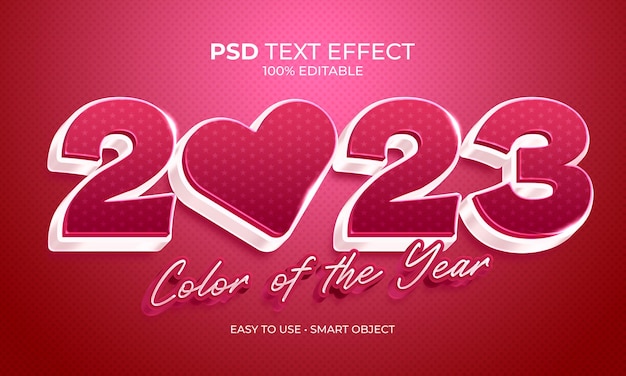 PSD couleur de l'année viva magenta effet de texte