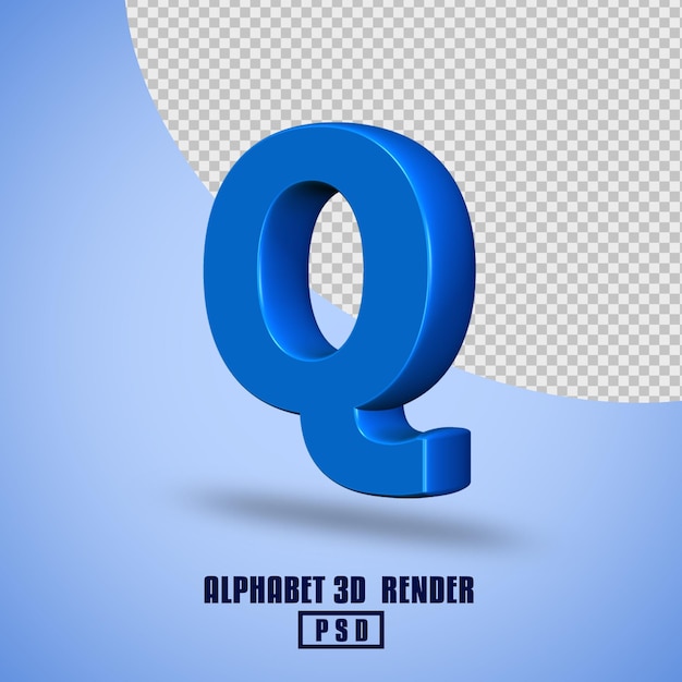 PSD couleur bleue de l'alphabet de rendu 3d