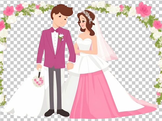 PSD couleur d'eau vectorielle très mignon couple de mariage