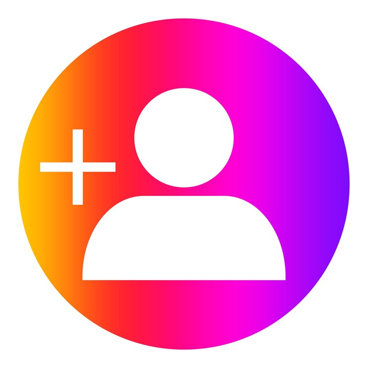 PSD couleur de gradient de l'élément de bouton de suivi de l'icône instagram avec élément de cercle