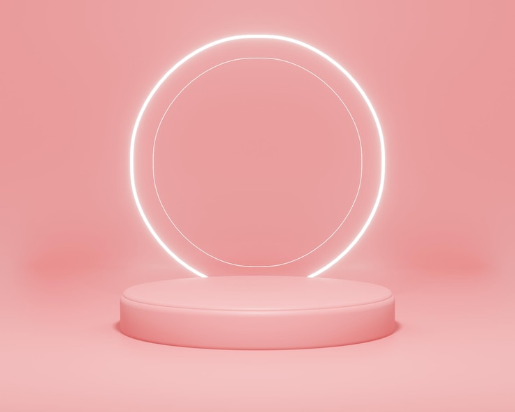 PSD couleur rose de podium de néon blanc avec scène rose de fond pour les produits d'affichage de flyer