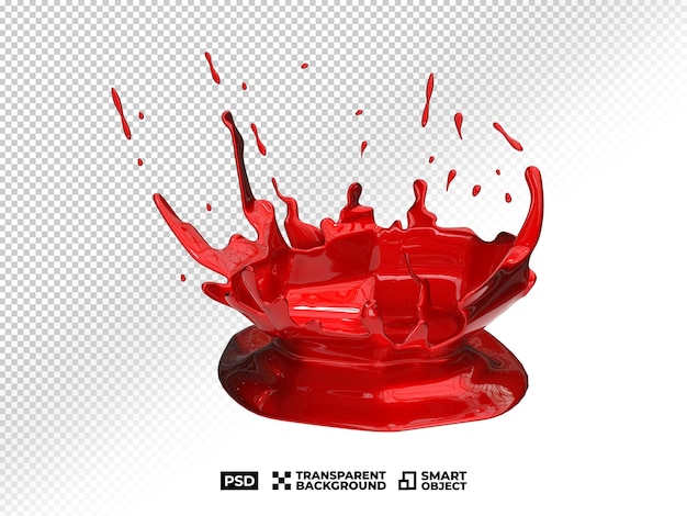 PSD la couleur rouge du sang, la texture de l'éclaboussure liquide, le jus rouge isolé, le fond transparent, le rendu 3d.