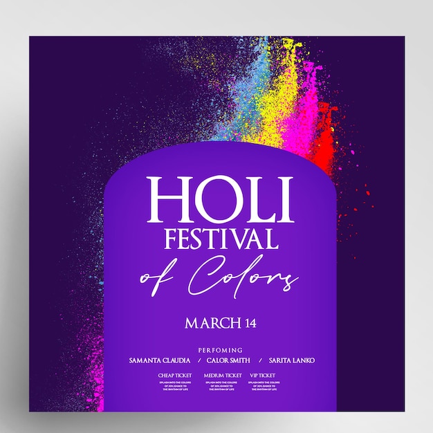 Les couleurs de l'événement de la fête d'Holi Design de flyer Instagram