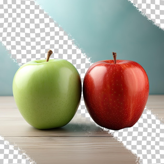 PSD couleurs de pomme rouge et vert sur fond noir transparent