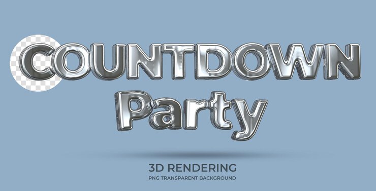 PSD countdown pary text style representación 3d fondo transparente