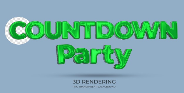 PSD countdown-pary-textstil 3d-rendering transparenter hintergrund