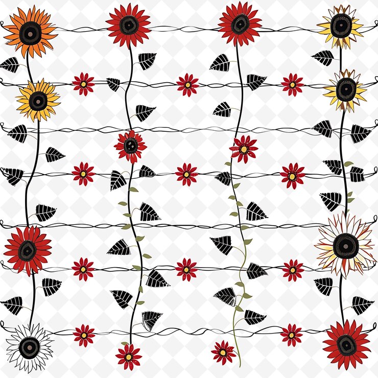 PSD country twine string borderlines design com motivo de girassol designs de arte abstrata criativa