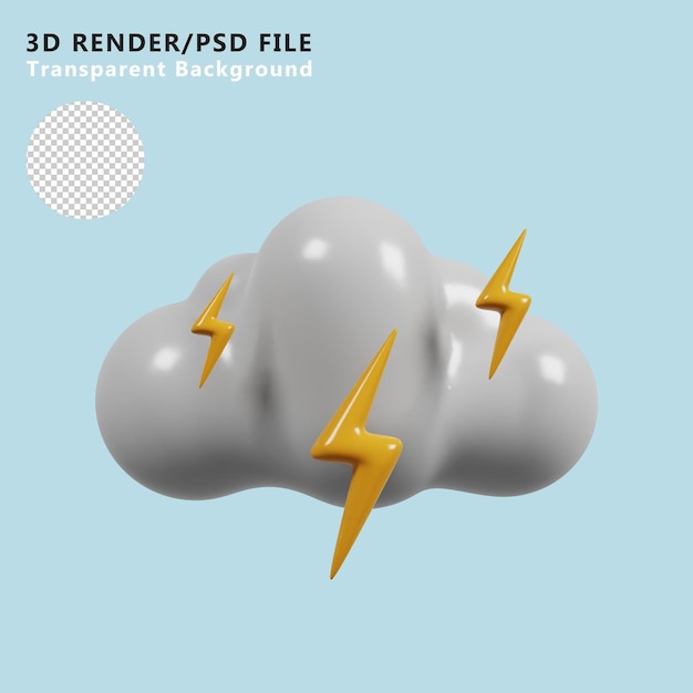 Coup de foudre Icône Météo Orage Signe Météorologique Rendu 3D PSD Premium