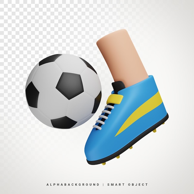 Coup de pied de football Illustration 3d