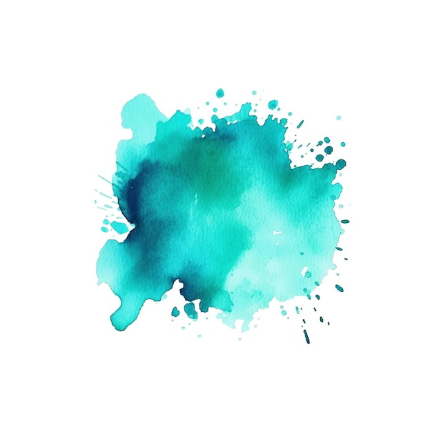 PSD coup de pinceau à aquarelle fond d'aquarelle cyan isolé sur fond blanc