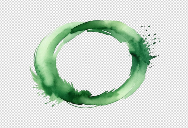 PSD coup de pinceau à aquarelle vert en forme d'anneau