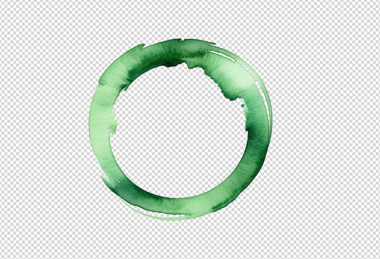 PSD coup de pinceau à aquarelle vert en forme d'anneau