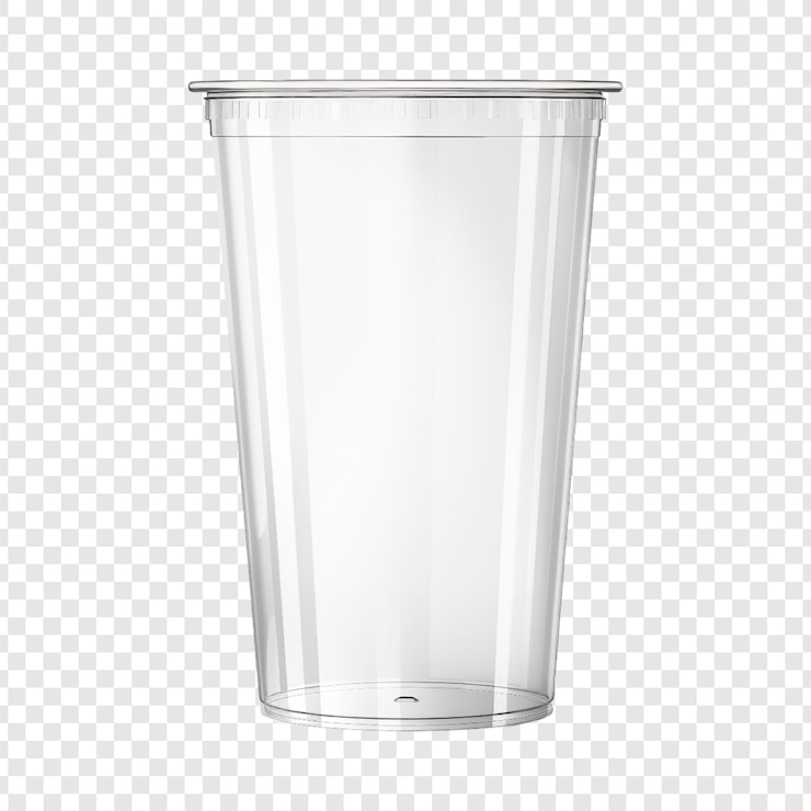 PSD coupe de boisson en plastique transparente sur fond transparent