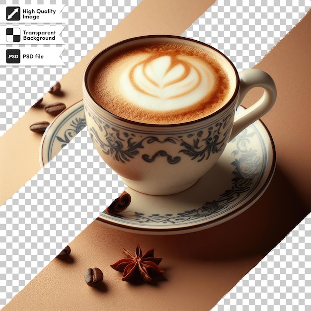 PSD coupe de cappuccino en psd sur fond transparent