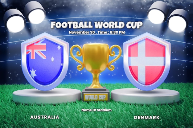 Coupe du monde matches de phase de groupes Australie vs Danemark diffusion du tableau de bord