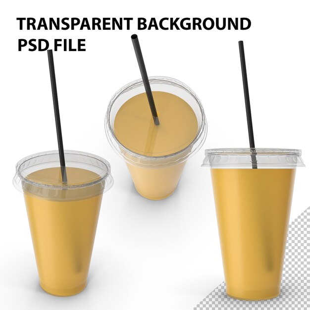 PSD coupe de jus d'orange avec de la paille png